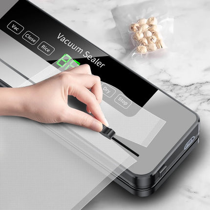 Electric Vacuum Food Sealer Machine with Built-in Cutter for Wet and Dry Food Storage 120W ABS Design