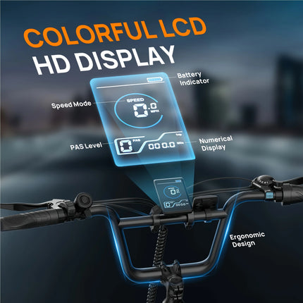 1000W Fat Tire Electric Bike with 48V 13Ah Removable Battery, 7-Speed Gears and Dual Disc Brakes