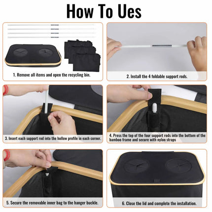 160L Extra Large Recycling Bin, Foldable Waterproof Storage Bucket for Bottles Cans and Laundry