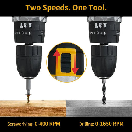 18V Akku Gebürsteter Elektrischer Bohrschrauber - 3/8 Zoll Schnellspannbohrfutter Hoher Drehmoment Haushaltswerkzeug