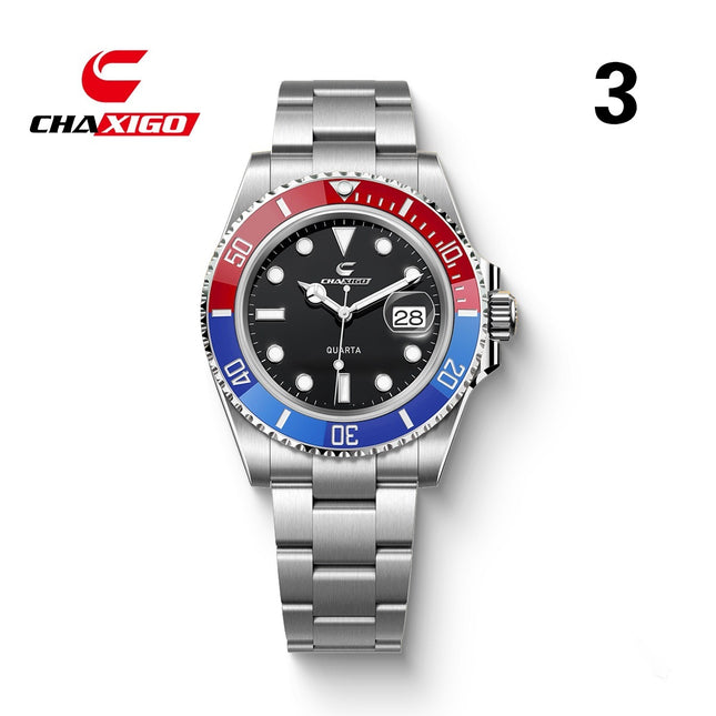 Men's Green Submariner Style Quartz Watch Waterproof Versatile Alloy Wristwatch for Daily Wear