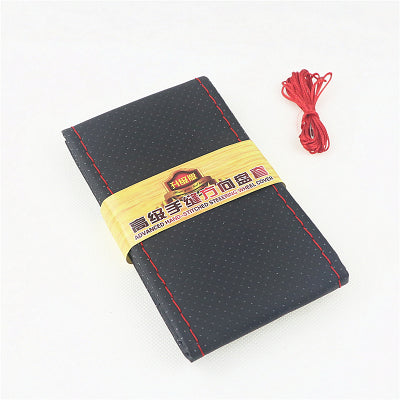 Universal 38cm Artificial Leather Steering Wheel Cover DIY Stitching Kit with Needles and Thread