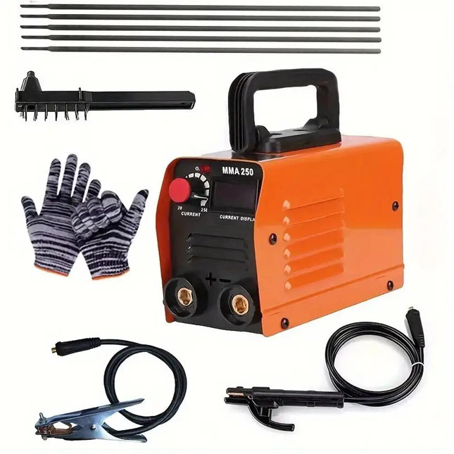 MMA-250 Portable Arc Welding Machine, Compact Electric Inverter Welder with Storage Case for DIY Use