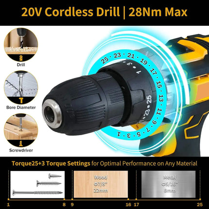18V Akku Gebürsteter Elektrischer Bohrschrauber - 3/8 Zoll Schnellspannbohrfutter Hoher Drehmoment Haushaltswerkzeug