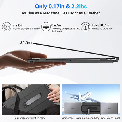 14-Zoll Dreifach Laptop-Bildschirmerweiterung, 1080P FHD IPS Tragbarer Monitor für 13-17 Zoll Windows Mac Laptops