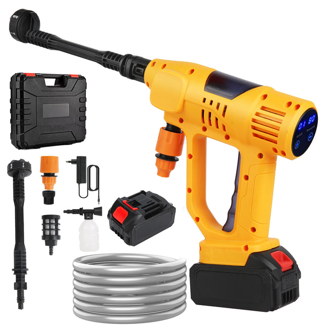 Cordless High Pressure Washer 20Bar Handheld Car Cleaning Tool with 6-in-1 Nozzle and 6000mAh Battery