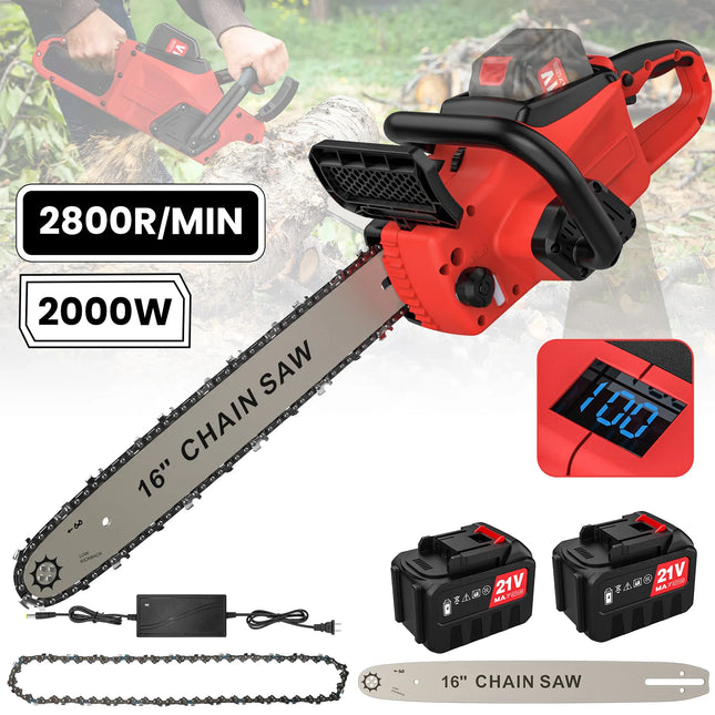 16 Zoll kabellose elektrische Kettensäge 21V bürstenloser Motor 2000W Holzverarbeitung Garten Forstwerkzeug