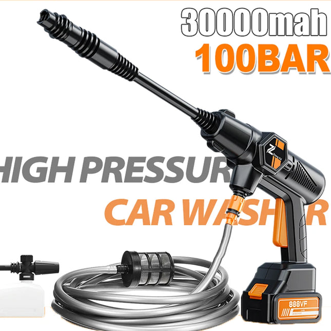 18V Cordless High Pressure Washer Gun for Car Cleaning and Garden Watering, Portable Spray Machine