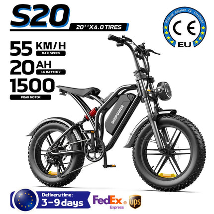 1500W Elektrisches Mountainbike mit 48V 20Ah Akku und 20 Zoll Fat Tires für Pendeln und Offroad
