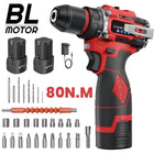 16,8V Akku Bürstenloser Schlagbohrschrauber 80NM Drehmoment 2-Gang Werkzeug mit 10mm Bohrfutter
