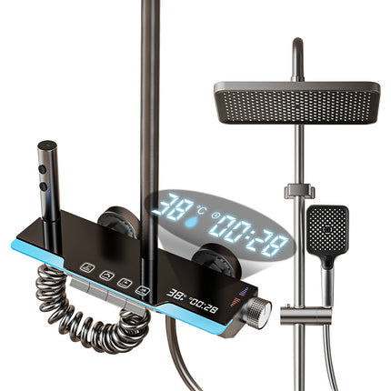 Conjunto moderno de grifo para ducha de baño de acero inoxidable con pantalla digital y múltiples modos de rociado