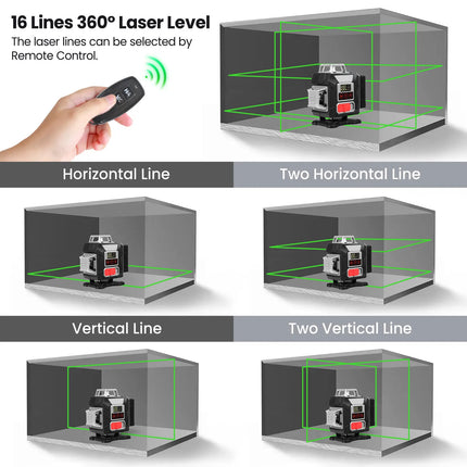 16-Linien 360-Grad Grünstrahl Laser-Nivelliergerät mit Stativ, selbstnivellierendes horizontales und vertikales Werkzeug