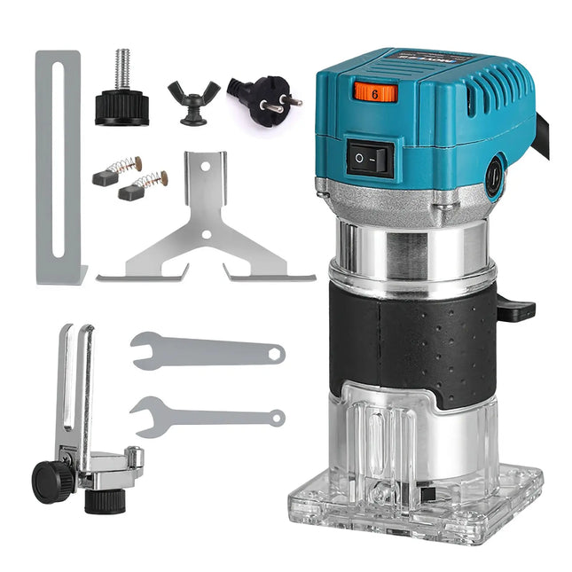 800W Electric Wood Router Trimmer 6.35mm Variable Speed Milling Machine for Precision Woodworking DIY