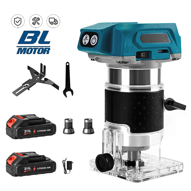 Cordless Brushless Wood Router 18V Electric Trimmer 6mm 8mm Collets for Makita Battery Woodworking