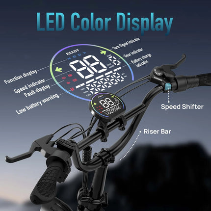 1500W Faltbares Elektrisches Mountainbike mit 48V 13Ah Akku und 7-Gang-Schaltsystem für Offroad-Einsatz