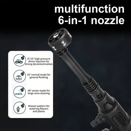 Lavadora a presión portátil inalámbrica de 21V con boquilla 6 en 1 para limpieza de autos y mantenimiento del hogar