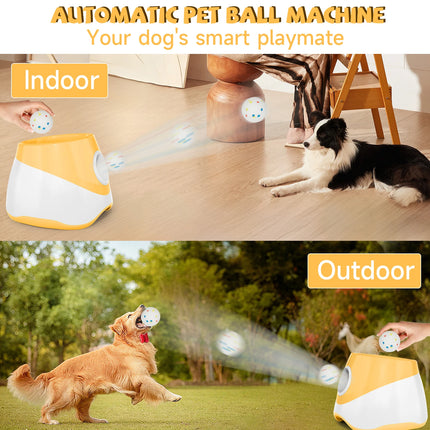 Automatic Dog Ball Launcher with 3 ETPU Balls - Adjustable 19-45ft Distance Rechargeable Fetch Toy