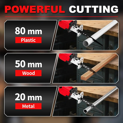 18V kabellose Säbelsäge mit stufenloser Geschwindigkeit 3500SPM für Holz und Metall, Makita Akku-kompatibel