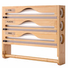 Bamboo Foil and Plastic Wrap Dispenser Wall Mount Kitchen Drawer Organizer for Food Storage Holder