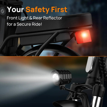 14 Zoll Faltbares Elektrisches Fahrrad 500W 48V 7,5Ah Motor mit Doppel-Scheibenbremsen und Hydraulischer Federung