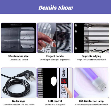 12L UV-Licht Sterilisationsschrank aus Edelstahl für Salon Maniküre und Spa Beauty-Tool-Desinfektion