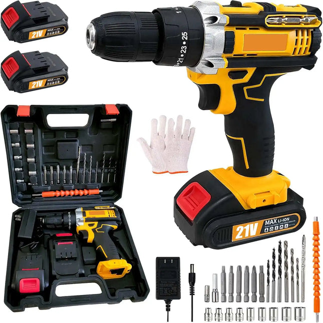 18V Akku Gebürsteter Elektrischer Bohrschrauber - 3/8 Zoll Schnellspannbohrfutter Hoher Drehmoment Haushaltswerkzeug