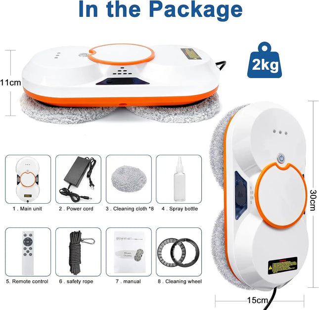 Automatic Window Cleaning Robot with 3800Pa Suction Double Sided Brushless Motor Glass Wiper 80W