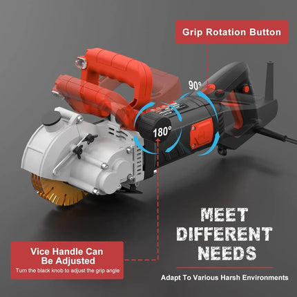 Tagliapareti Elettrico 4800W Macchina per Scanalature in Calcestruzzo 133mm con Guida Laser 220V/50Hz