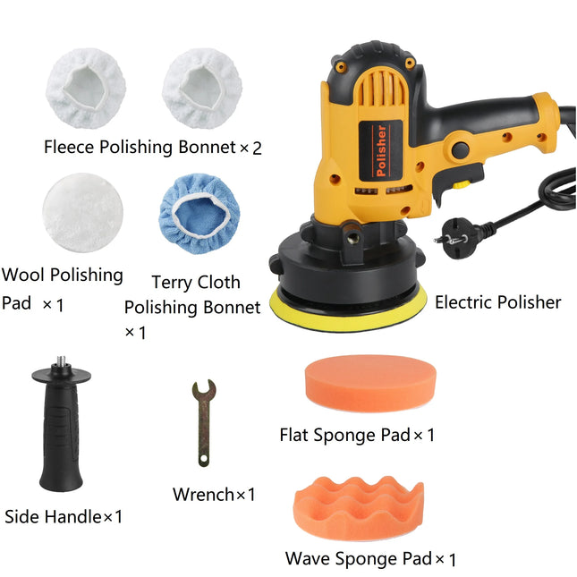 700W Electric Car Polisher 125mm Rotary Buffer with 6 Speed Control for Detailing Waxing and Sanding