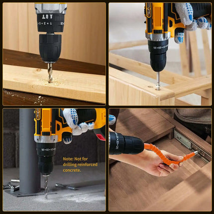 18V Akku Gebürsteter Elektrischer Bohrschrauber - 3/8 Zoll Schnellspannbohrfutter Hoher Drehmoment Haushaltswerkzeug