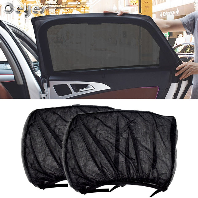 Car Side Window Sun Shade Mesh Curtain 2-Piece Set UV Protection Auto Interior Privacy Visor
