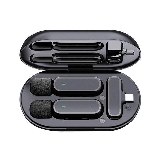 Wireless Lavalier Microphone with Charging Case for Video Recording Live Streaming Noise Reduction