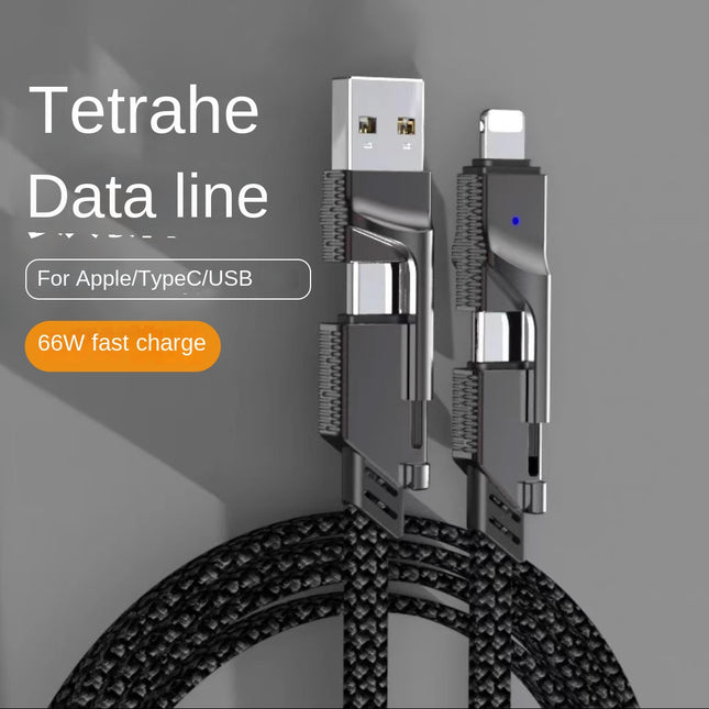 4-in-1 Fast Charging Cable 100W PD Dual USB-C to Lightning Multi-Device Universal Power Cord