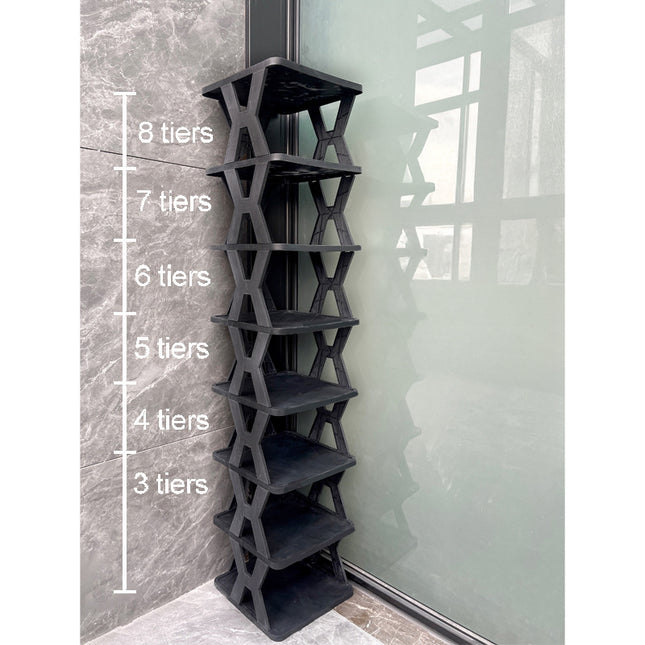 Stackable Plastic Shoe Rack Vertical Dustproof Storage Organizer Sturdy Unit for Home Entryway