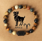 Natural Tiger Eye Stone Beaded Bracelet Elastic Chakra Healing Jewelry for Men and Women Zodiac