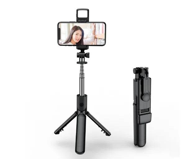 Extendable Selfie Stick Tripod with Detachable Wireless Remote Fill Light and Universal Phone Mount