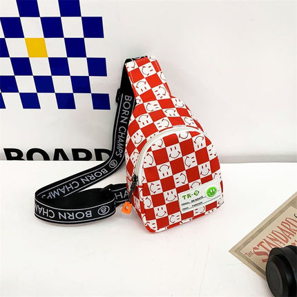 Sac poitrine léger à carreaux contrastés pour enfants sac messager polyvalent ceinture et épaule