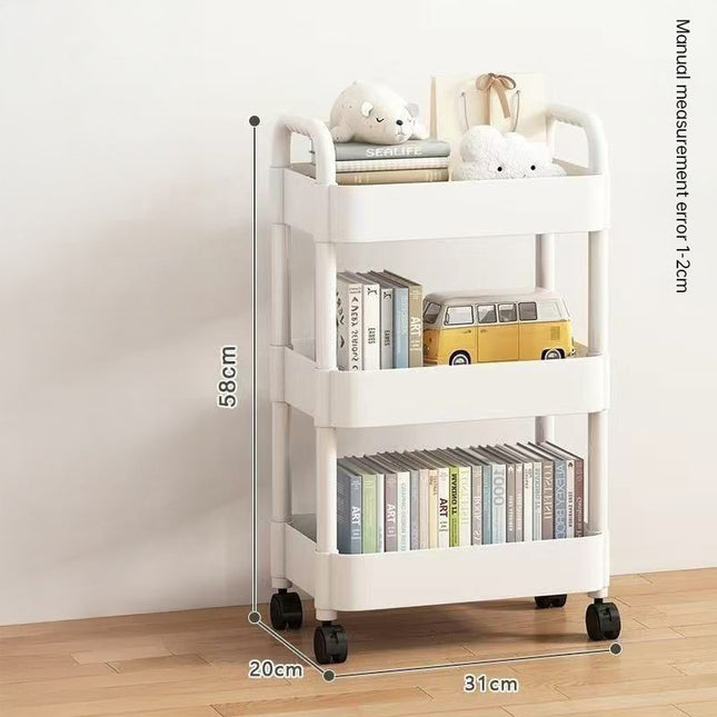 Multi-Layer Rolling Utility Cart for Home Kitchen Bathroom Storage of Snacks Books and Supplies