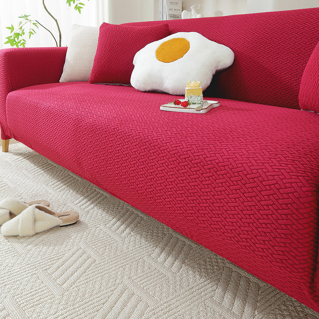 Red Elastic Anti-Scratch Sofa Cover All-Inclusive Universal Protector for Living Room Furniture
