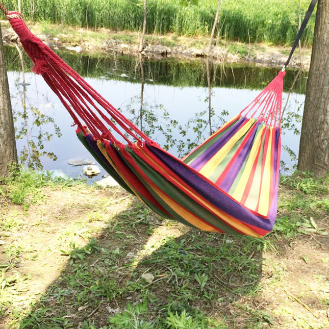 280x80cm Portable Canvas Hammock for Outdoor Camping Folding Single Hanging Bed Sleep System
