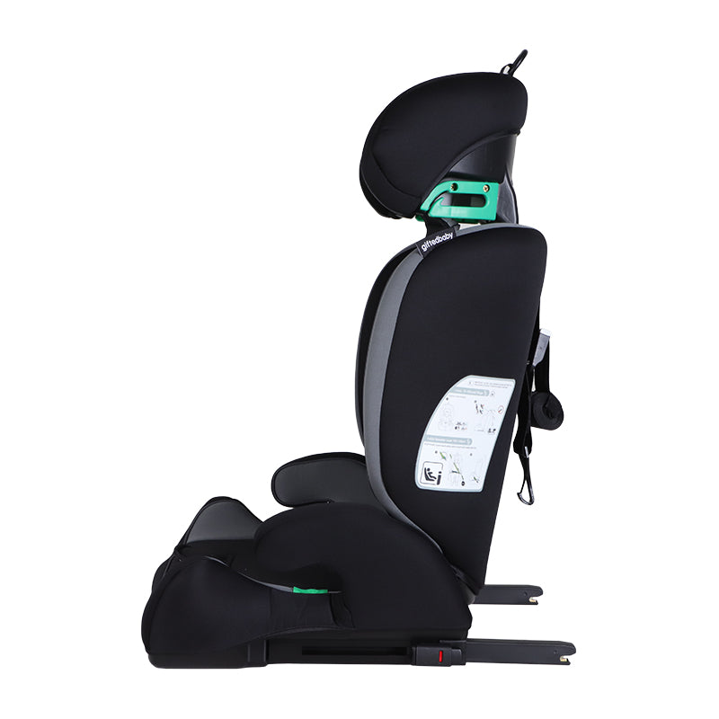 GiftedBaby HC02S Universal ISOFIX Car Seat 76–150 cm ECE R129 i-Size 5-Point Safety System Adjustable Headrest Insert Cushion Removable and Washable Cover Colors Black/Black+Grey