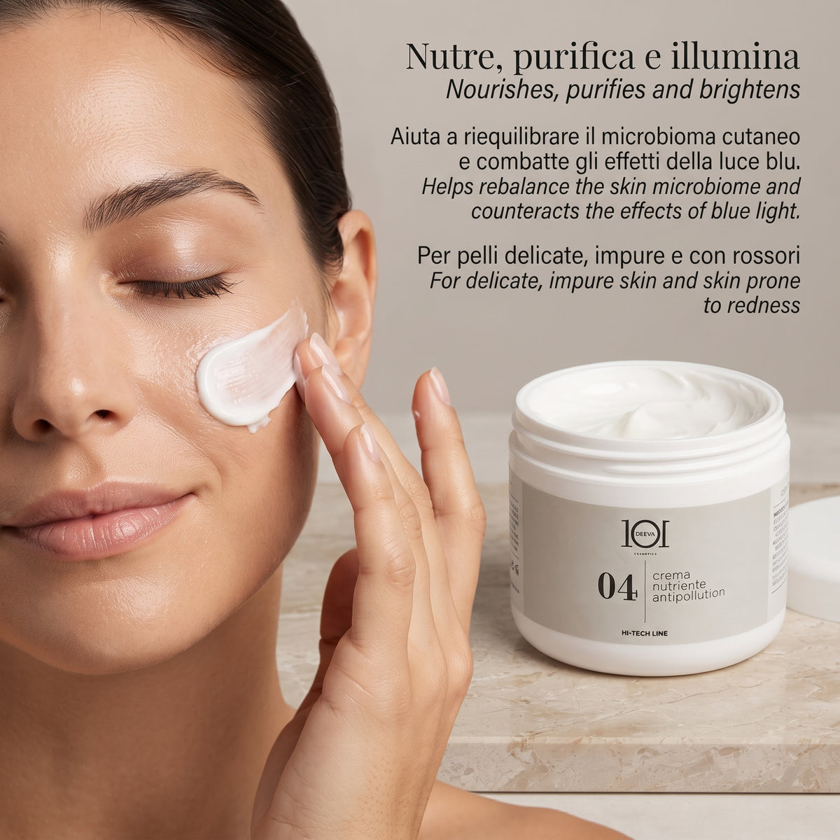 101 Cosmetica Professional Nourishing Anti-Pollution Face Cream Made in Italy – Hi-Tech Line 250 ml