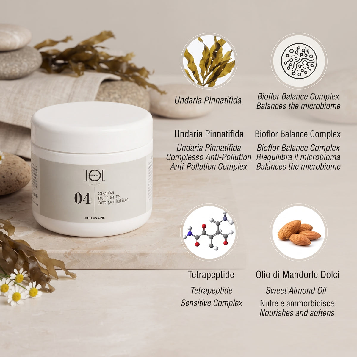 101 Cosmetica Professional Nourishing Anti-Pollution Face Cream Made in Italy – Hi-Tech Line 250 ml