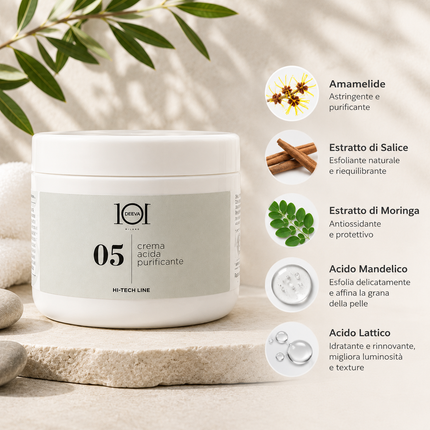 101 Cosmetica Hi-Tech 05 Purifying Acid Face Cream 250 ML Made in Italy