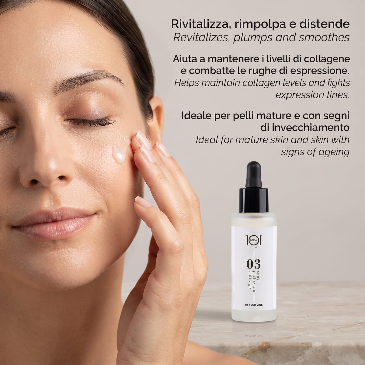 101 Cosmetica Anti-Age Perfection Serum for Mature Skin Made in Italy – Hi-Tech Line 30 ml