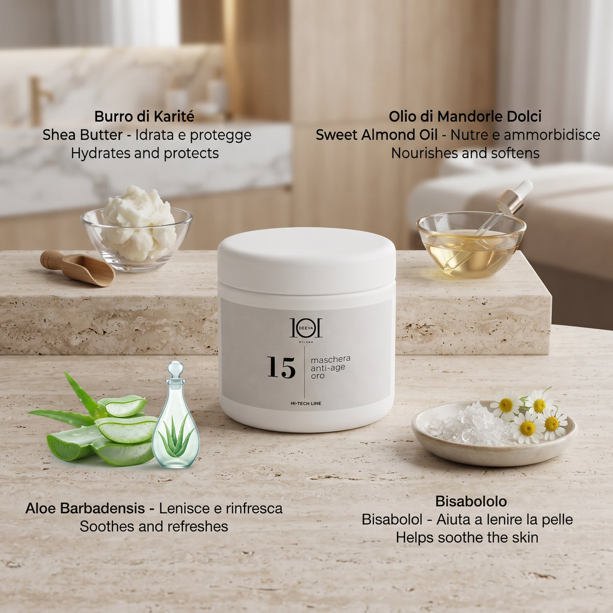 101 Cosmetica Gold Anti-Age Face Mask for Skin Lacking Tone and Elasticity Made in Italy – Hi-Tech Line 500 ml