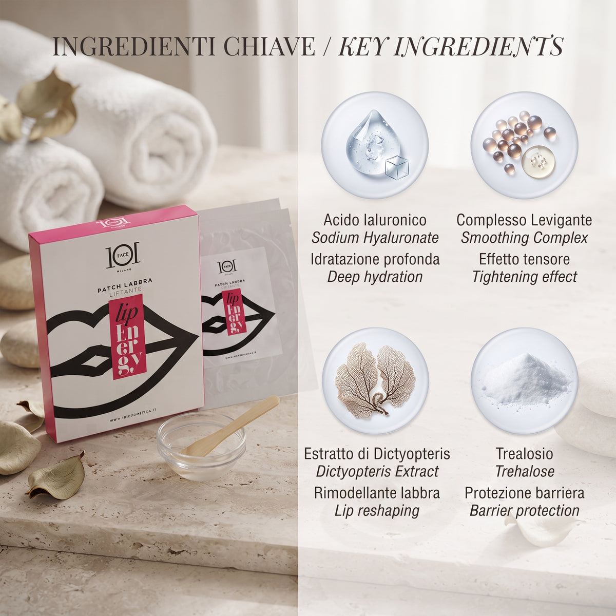 101 Cosmetica Lifting Lip Patch Made in Italy – Lip Energy Line Pack of 3 Patches 5 ml Each