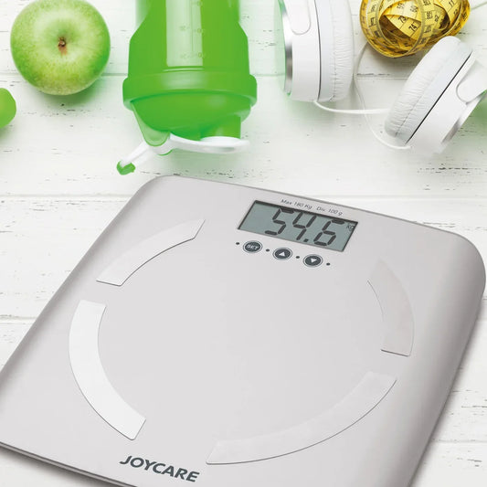 JOYCARE Bilancia Body Monitor 180kg Grasso Acqua Memoria Auto On-Off