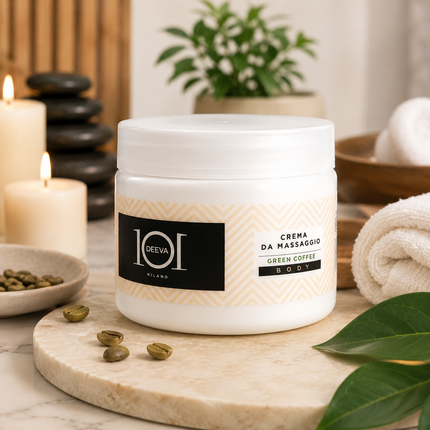 101 Cosmetica Green Coffee Body Massage Cream for Professional Treatments Made in Italy – Green Coffee Line 500 ml