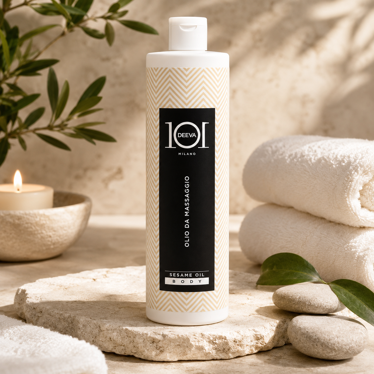 101 Cosmetica Sesame Body Massage Oil for Sensitive Skin Made in Italy – Green Coffee Line 500 ml